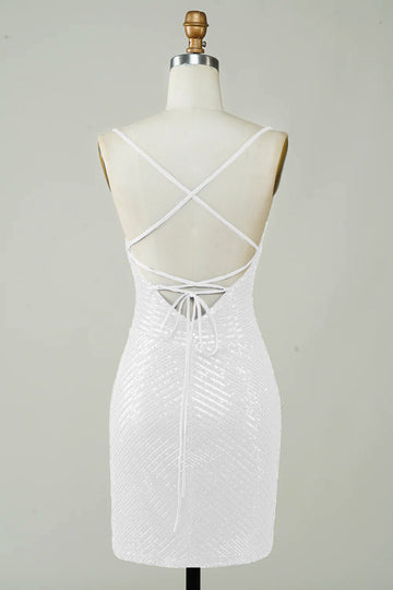 Lentejuelas Bodycon Little White Dress